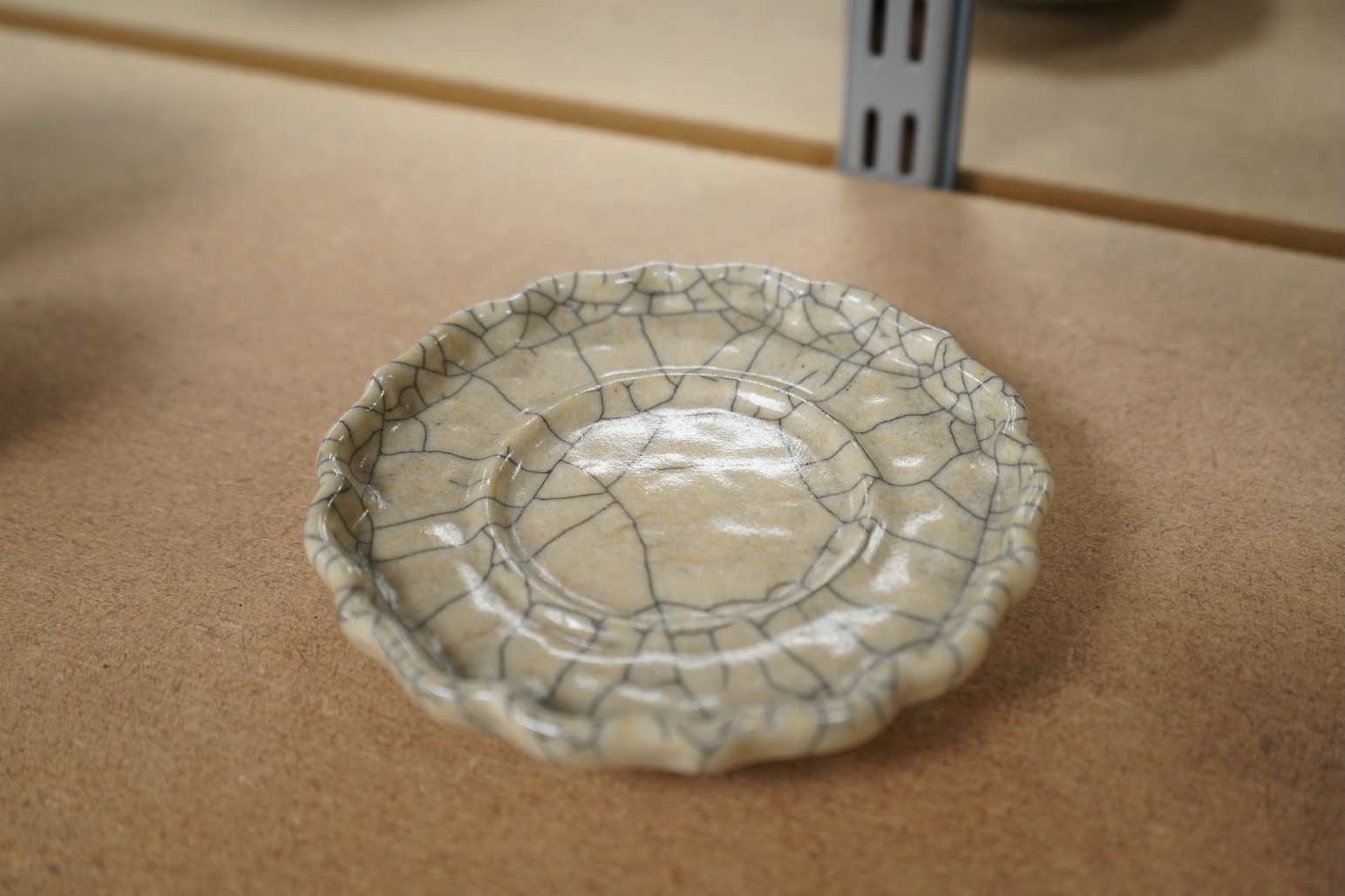 A Chinese crackle glaze bottl vase and similar stand, vase 15cm